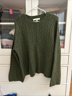 LOFT Olive Green Cable Knit Sweater